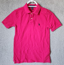 POLO Ralph Lauren Pink with Navy Blue Pony Logo Polo Shirt Youth Size Small