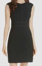 $358 Kate Spade Women's Black Stretch Jewel Neck Sleeveless Crepe Sheath Dress 4