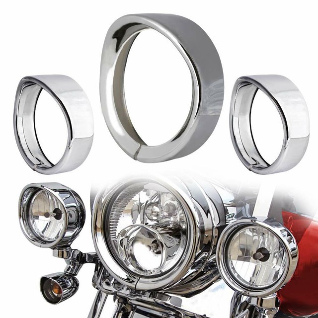 Chrome 7" Headlight Lamp Trim Ring Visor For Harley Davidson Fatboy EFI