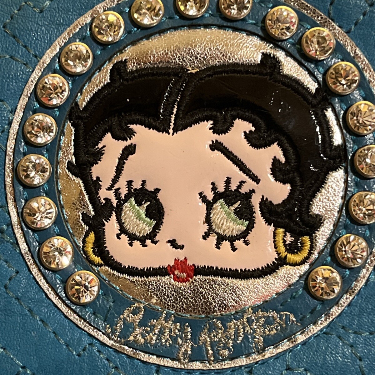 Vintage Betty Boop Snap Wallet With Rhinestones Zipper Pouch