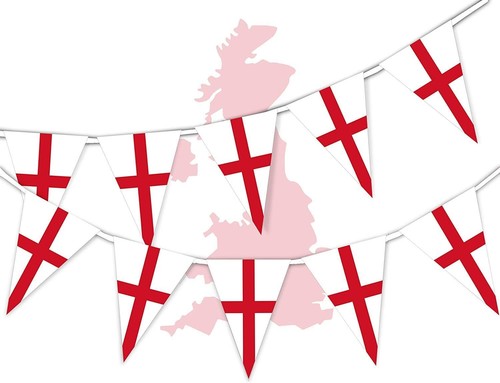 40M England Flag Bunting 100 Triangle Flags St George Banner Sport Football - Picture 3 of 8