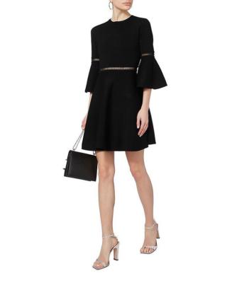 Carven Black Knit Fit N Flare Bell Sleeve Dress Size S | eBay