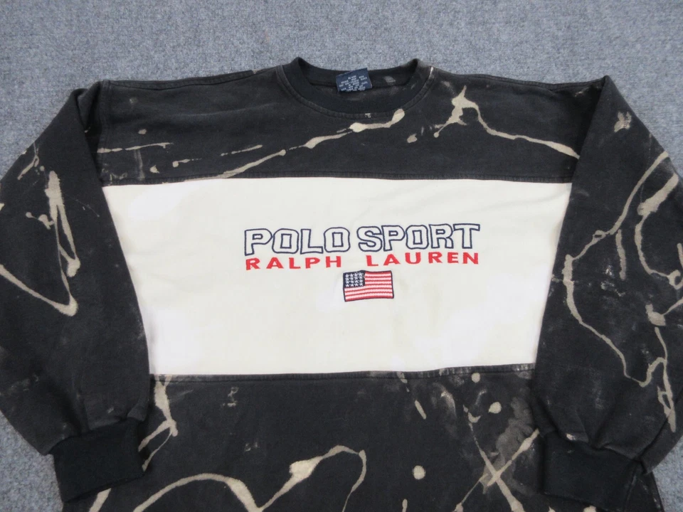 VINTAGE Polo Sport Ralph Lauren Sweater Mens Extra Large Black Flag Sweatshirt - Image 2 of 4
