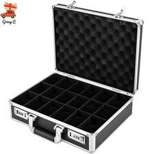 18 Slots Locking Display Storage Watch Box Briefcase Watches Collectors Black