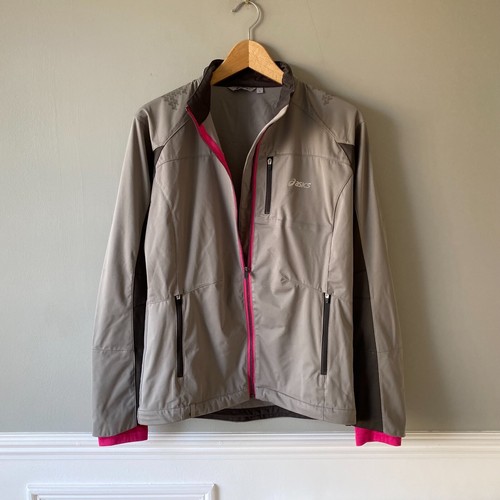 Womens Asics Running Sports Jacket Coat Grey Small S Zip Up Run Gym Lightweight - Picture 3 of 9