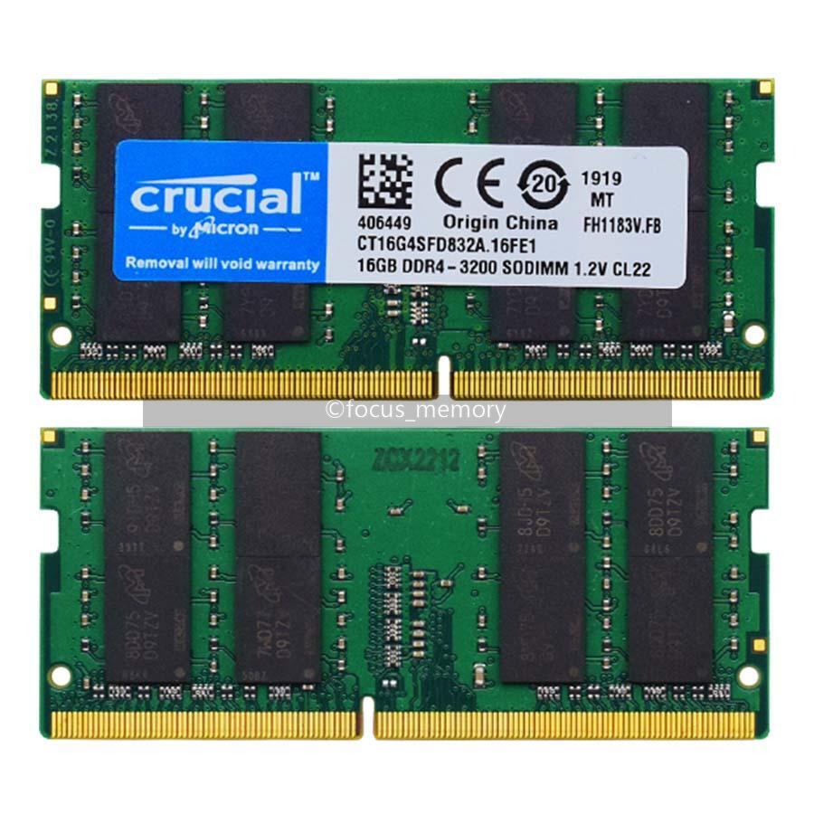 メモリー crucial PC4-25600 DDR-3200 32GB SODIMM Crucial 32GB DDR4 RAM 3200MHz (PC4-25600), Downclockable to