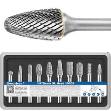 10 PCS 1/4 Carbide Burr Set 1/4 Shank Die Grinder Bits Drill Bits Grinding Bits.