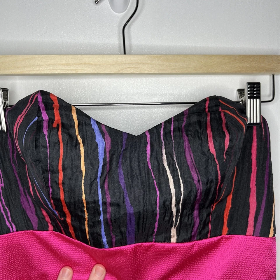 Топ женский Whitney Eve 4 черный розовый с принтом шелковый пеплум корсет многослойная оборка Y2K - Изображение 4 из 4