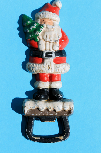 APRIBOTTIGLIE VINTAGE IN GHISA BABBO NATALE CON ALBERO DI NATALE - Foto 2 di 4