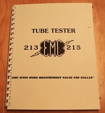 CHART BOOK + MANUAL for EMC 213 - 215 Tube Tester Checker new remastered documen