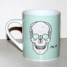 Skull Skeleton coffee tea mug ceramic Life of Jay blue punk goth fun
