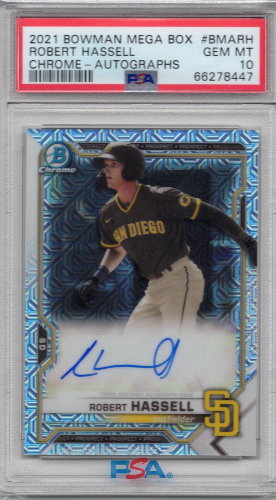 2021 Bowman #BMARH Robert Hassell Padres Mojo Autographs PSA 10