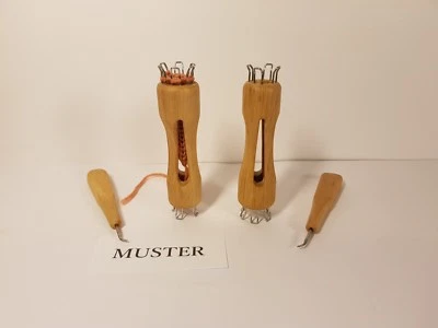 Design Strickliesel 4+6 Haken Hainbuche Europa Spezialnadel Handarbeit stricken