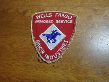 vintage WELLS FARGO ARMORED SERVICES collectible OBSOLETE shoulder PATCH BX F#7