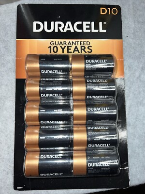 Duracell Coppertop Alkaline Batteries, D, 10 Ct
