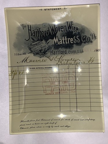 Glass Plate Letterhead Invoice Hartford Woven Wire Hanover Bank - Photo 6/14