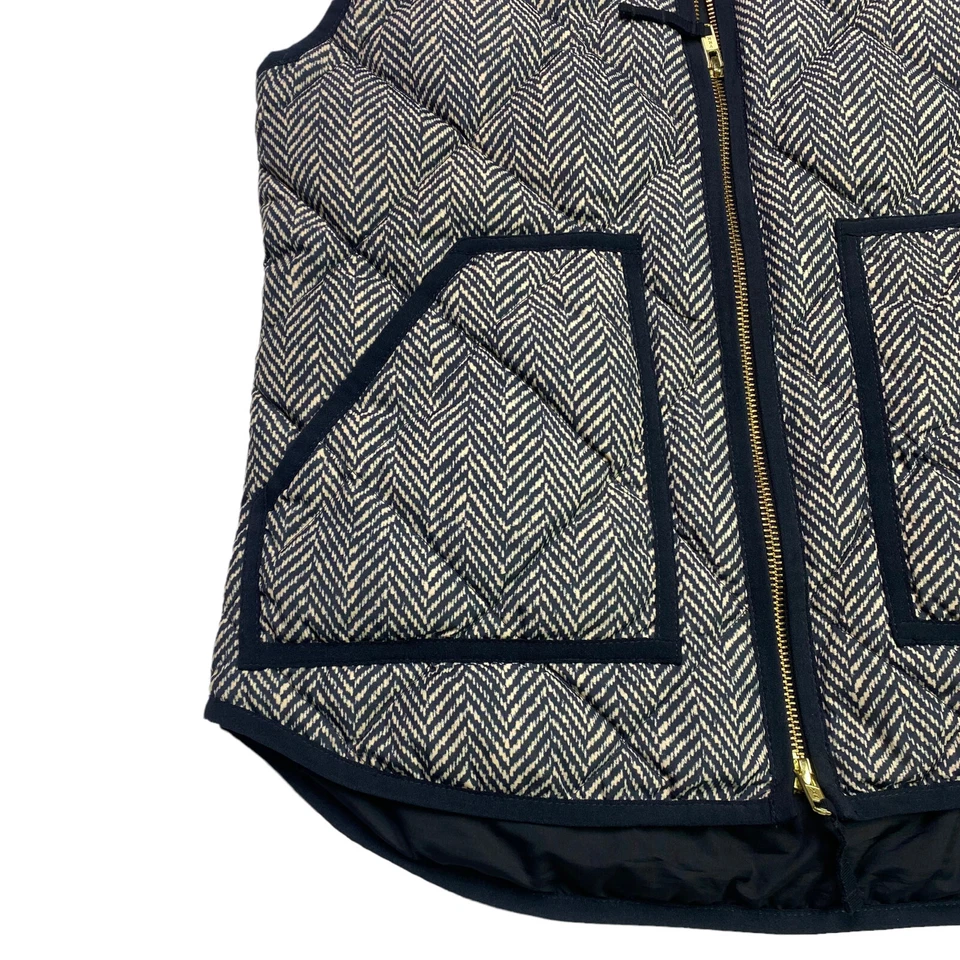 J. Chaleco acolchado Crew relleno acolchado para mujer talla XS estampado de espiga cremallera Foto 3 de 4