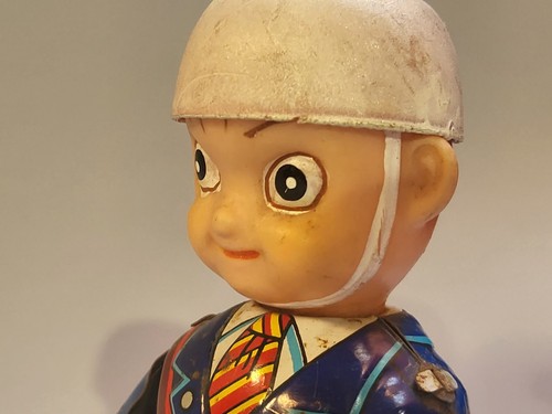 Tin Toy 1950's Japan friction 10"L. POLICE DEPT. MOTORCYCLE nice used conditions - Picture 4 of 24