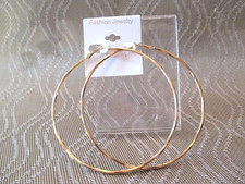 HOOP EARRINGS 4 INCH SIMPLE THIN HOOP EARRINGS GOLD Tone Fashion Jewelry