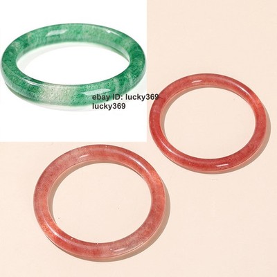 53-62mm Natural Strawberry Crystal Gemstone Round Smooth Bangle Lucky Bracelet