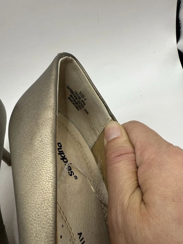 Hush Puppies Talla 8 Suzie Oro Oscuro Peltre Cuero Tacones Cómodos Soporte Arco Foto 4 de 4