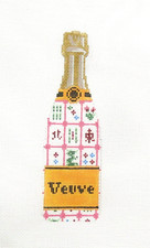 C'ate La Vie Mah Jong Mahj Champagne Bottle Handpainted Needlepoint Canvas