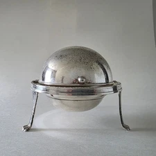 Vintage Silver Plate Dome Caviar Dish Made in England Missing Glass Insert