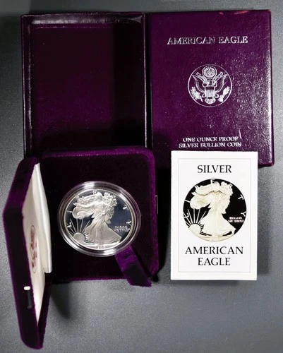 1986-S $1 AMERICAN SILVER PROOF EAGLE 1 oz .999 w/Box & COA A6420