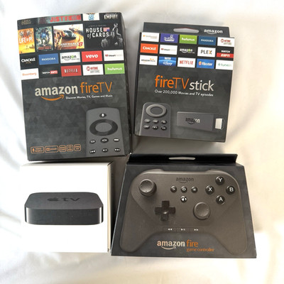 AMAZON FIRE TV, Fire TV Stick & Fire Game Controller  PLUS Apple TV LOT
