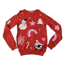 H M Red Jacquard - Knit Christmas Sweater. Size 8/10