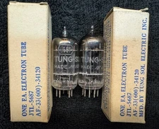 2 Matched Tung-Sol JTL 5687 Audio Tubes USA 1957 Vintage/Antique