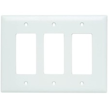 Oversized Unbreakable Nylon Wall Plate 3 Gang Decor GFCI Cover White HeavyDuty
