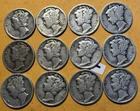 Mercury Dimes Lot of 12 90% Silver - 1930's  [I]