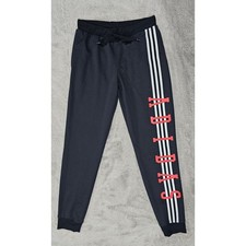 Adidas Neo Slim Joggers , Black, Red Logo, 3 Stripes, Drawstring, Womens Sz S