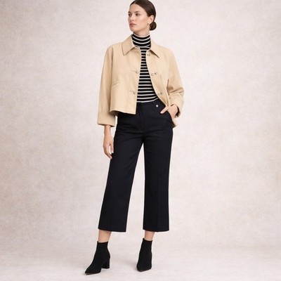 Derek Lam 10 Crosby Black Sailor Button Wide Leg Pants Size 2 Designer Nautical