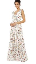 IEENA for Mac Duggal Floral Butterfly Tiered Maxi Dress 70198 WMU White Size 0