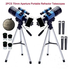 2PCS 70mm Aperture Portable Refractor Telescopes for Adult  Kid HD Viewing Blue