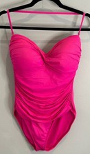 La Blanca Womens Bright Pink One Piece Convertible Swimsuit Halter Ruched 12