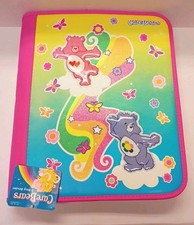 VTG Care Bears 3 Ring Binder Zipper Folder Large Pink Rainbow 14x12 2005