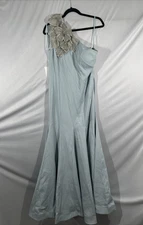 NWT MAC DUGGAL [ 12 ] 11810 Crepe One Shoulder Gown w/ Flower Powder Blue S1607