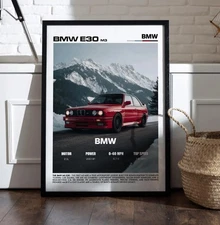 BMW M3 E30 Poster – Classic Car Wall Art Print, Vintage BMW Motorsport Poster