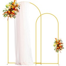 Metal Arch Backdrop Stand Gold Wedding Arch Stand Set Of 2 7.2ft/6ft Square Ar