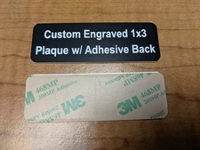 Custom Engraved 1" x 3" Black Nameplate Plate ID Tag Label Plaque w Adhesive