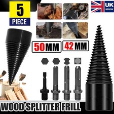 42/50mm Firewood Drill Bit Wood  Hex Shank Wood Log Splitter Screw Splitting 5PC
