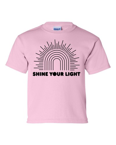 Shine Your Light Youth Unisex Kids Christian Short Sleeve T-shirt Graphic Tee