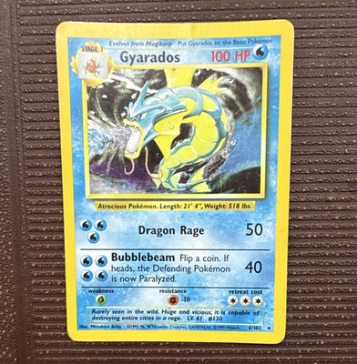 Pokemon TCG Gyarados Base Set Holo Rare 6/102 1999 English WotC 100 HP