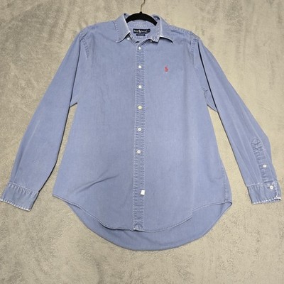 Ralph Lauren Shirt Mens L Vintage Faded Distressed Thrashed Button Down