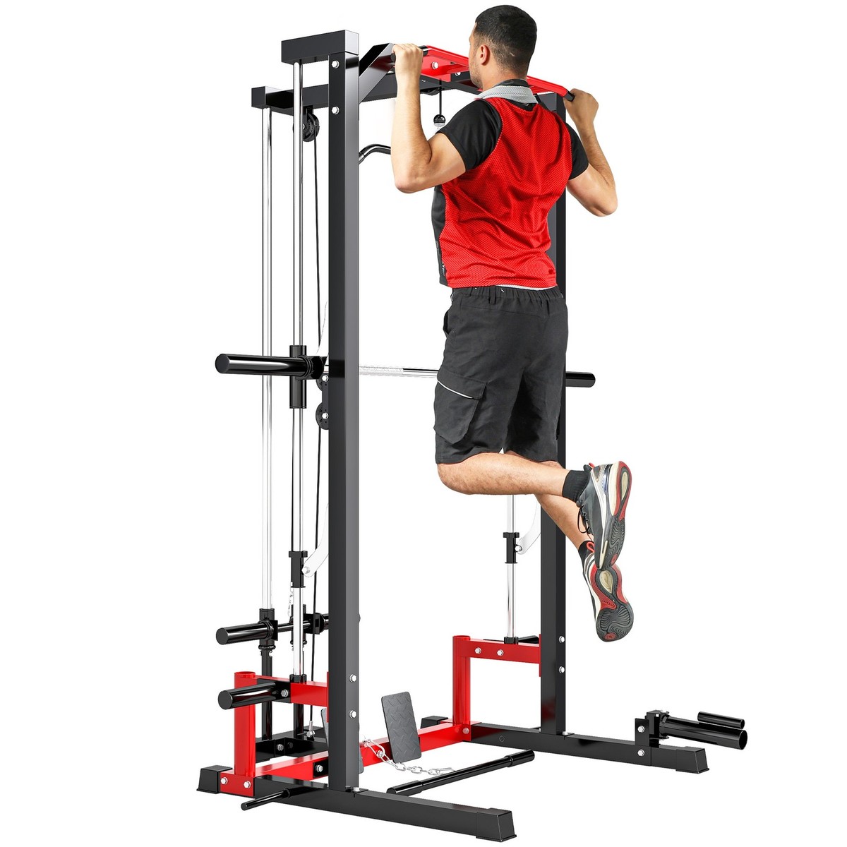 Soozier Smith Machine, Multi-Function Power Cage with Lat Pull