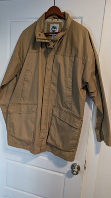 Timberland Men's L Cotton Canvas Field Jacket Tan Khaki Utility Safari Coat M65