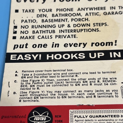 Vintage 1969 Extend-a-Phone New Portable Telephone Outlet New In Card By Fedro - Picture 13 of 15